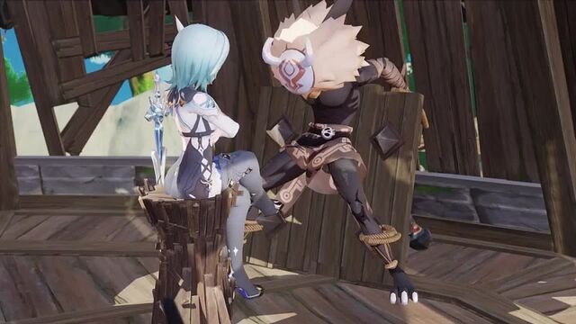 Eula wanted to have fun with hilichurl, but he got free and fucked her (Eula, Genshin Impact, Hilichurl, Hentai, Pussy fuck)